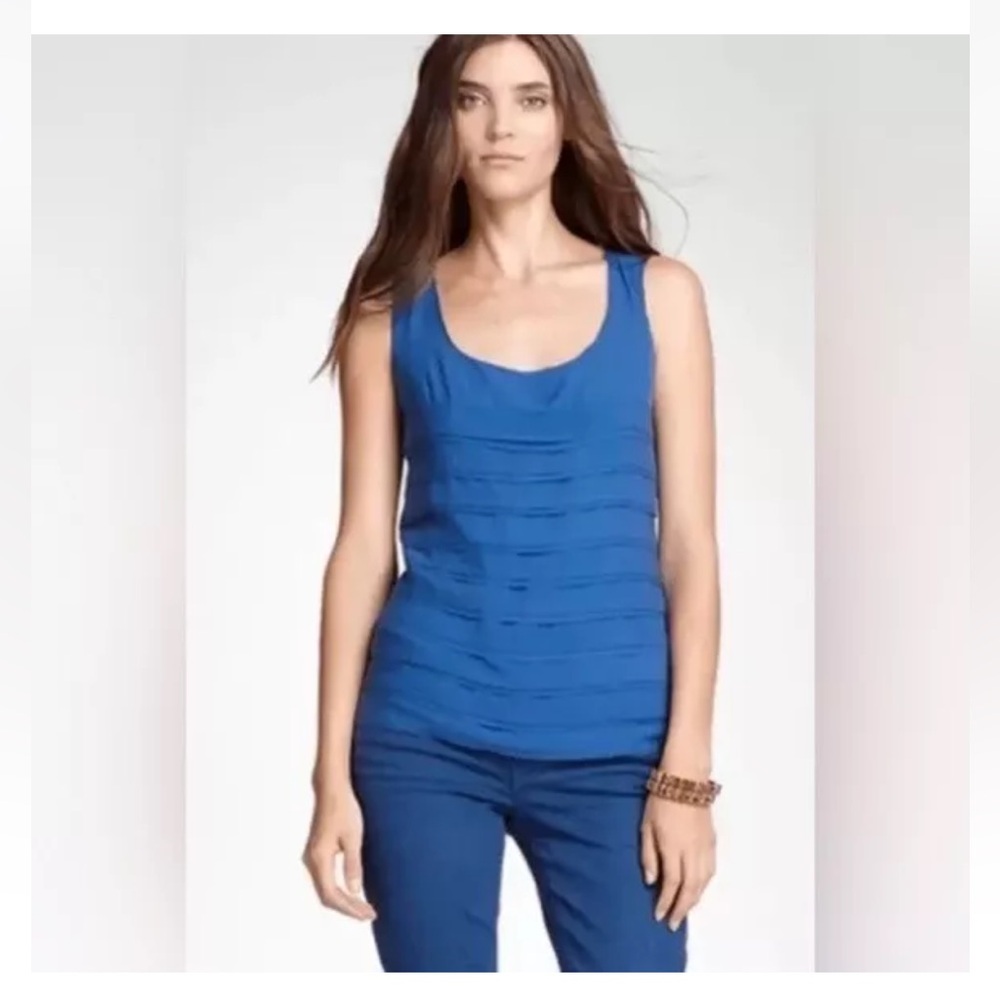 Tory Burch Size 6 Blue Tiered Hem Silk Sleeveless Top